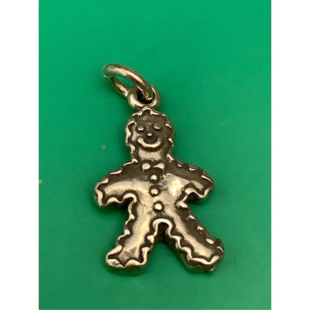 .925 Gingerbread Man Sterling Silver Jewelry Charm #Christmas
